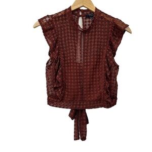 Forever 21 Contemporary Burnt Orange Ruffle Lace Top, Large